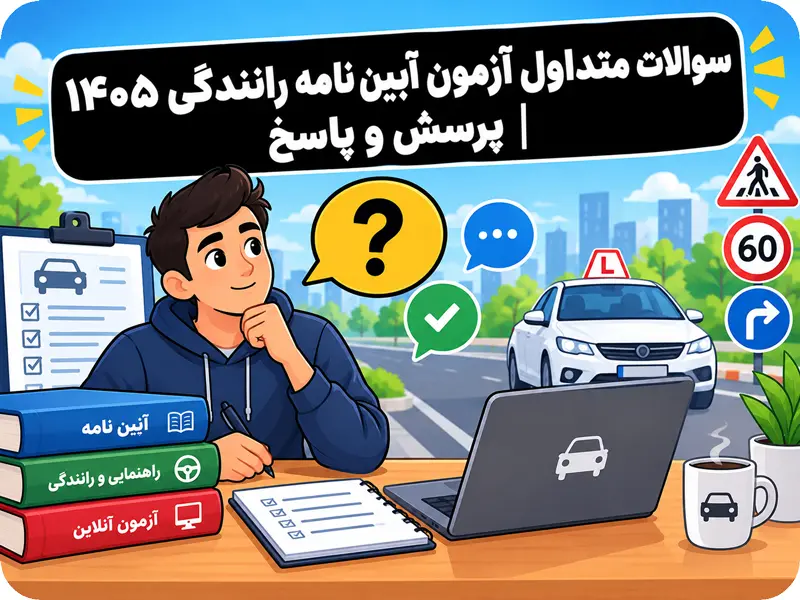 سوالات متداول آزمون آیین نامه رانندگی ۱۴۰۵