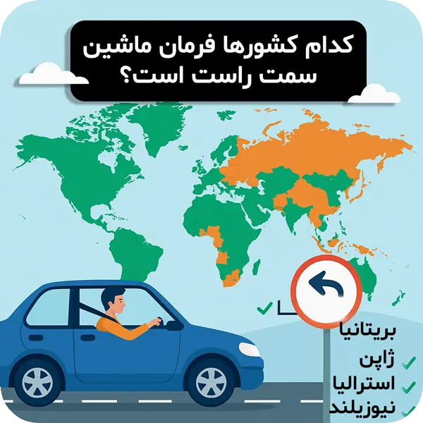 کدام کشورها فرمان ماشین سمت راست است؟